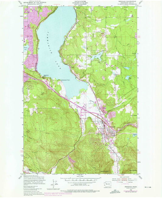 Classic USGS Issaquah Washington 7.5'x7.5' Topo Map Image
