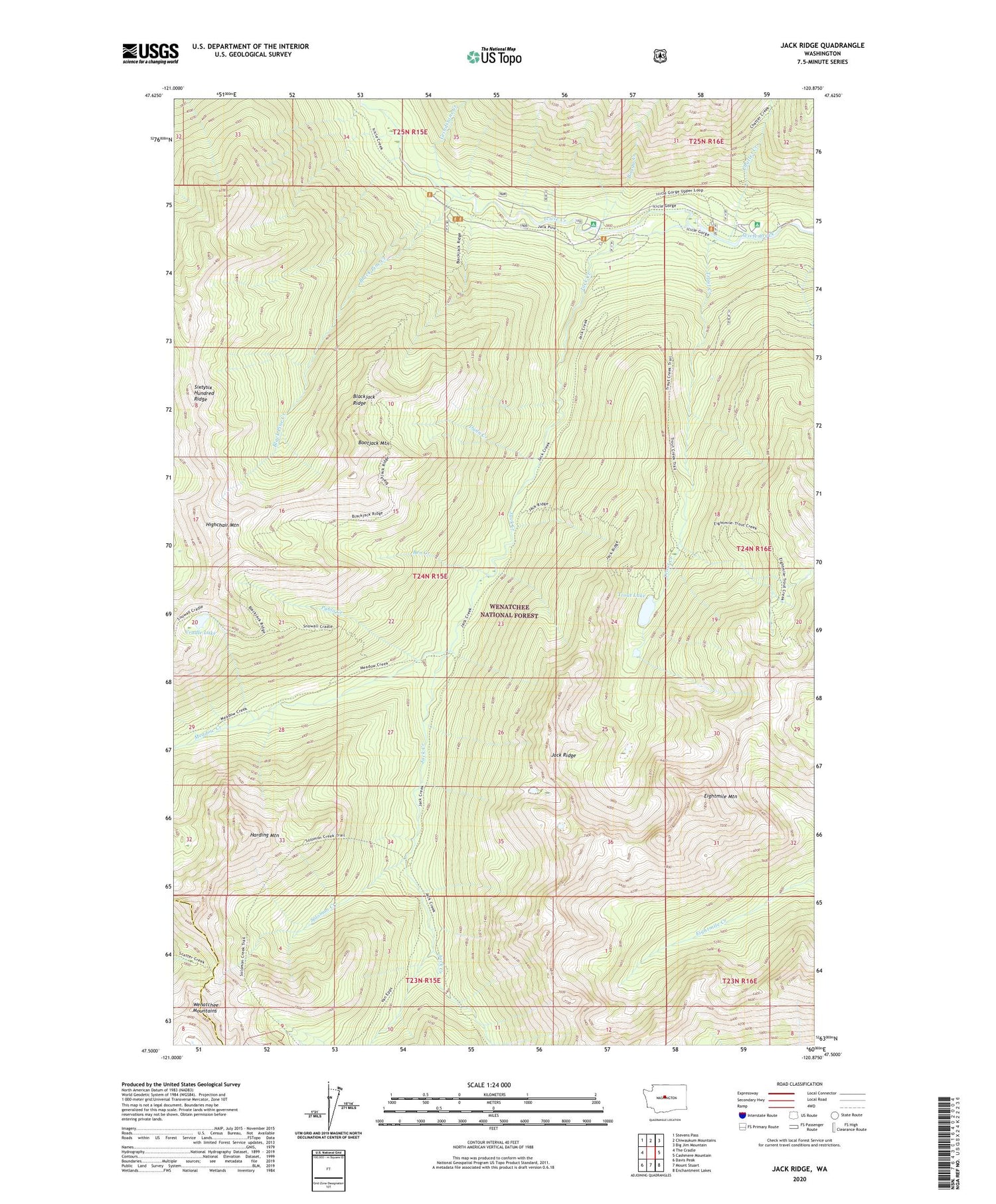 Jack Ridge Washington US Topo Map Image