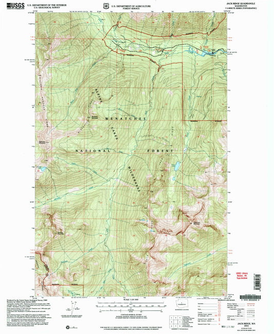 Classic USGS Jack Ridge Washington 7.5'x7.5' Topo Map Image