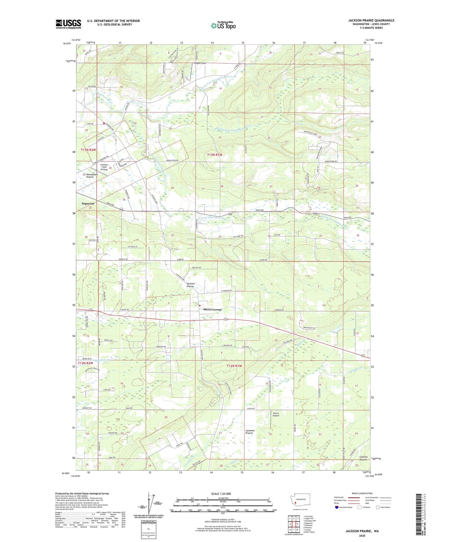 Jackson Prairie Washington US Topo Map Image
