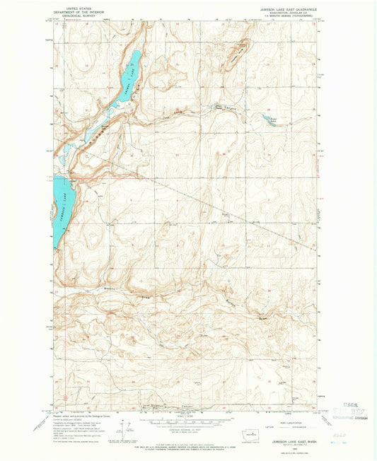 Classic USGS Jameson Lake East Washington 7.5'x7.5' Topo Map Image