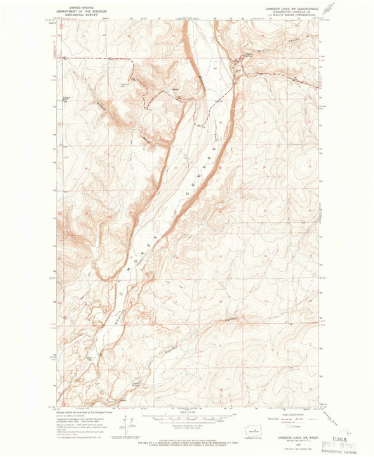 Classic USGS Jameson Lake SW Washington 7.5'x7.5' Topo Map Image