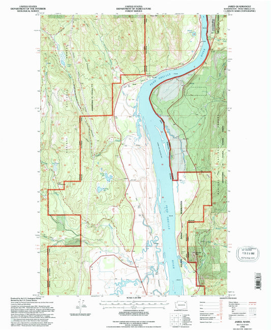 Classic USGS Jared Washington 7.5'x7.5' Topo Map Image