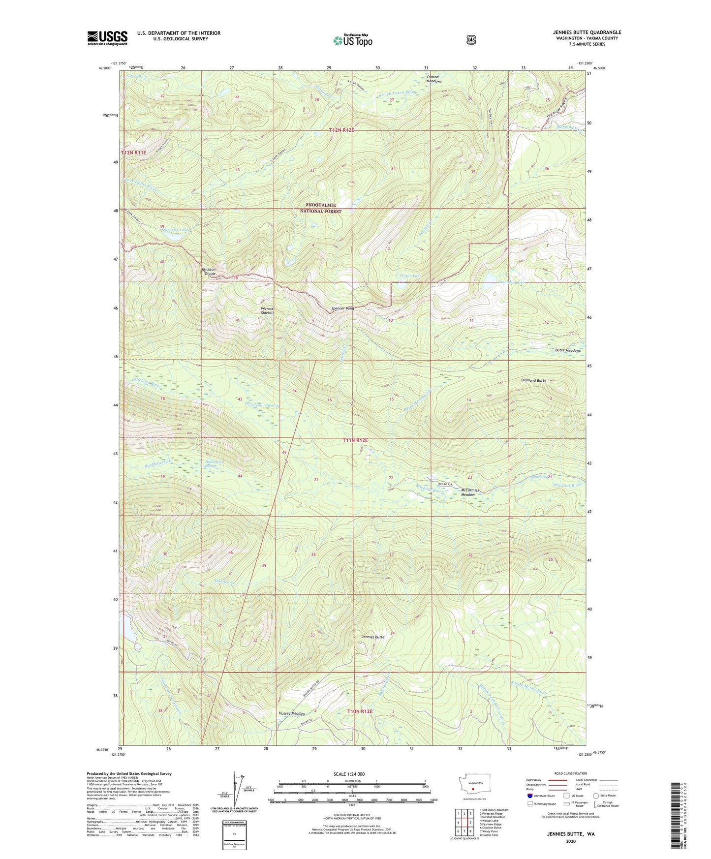 Jennies Butte Washington US Topo Map Image