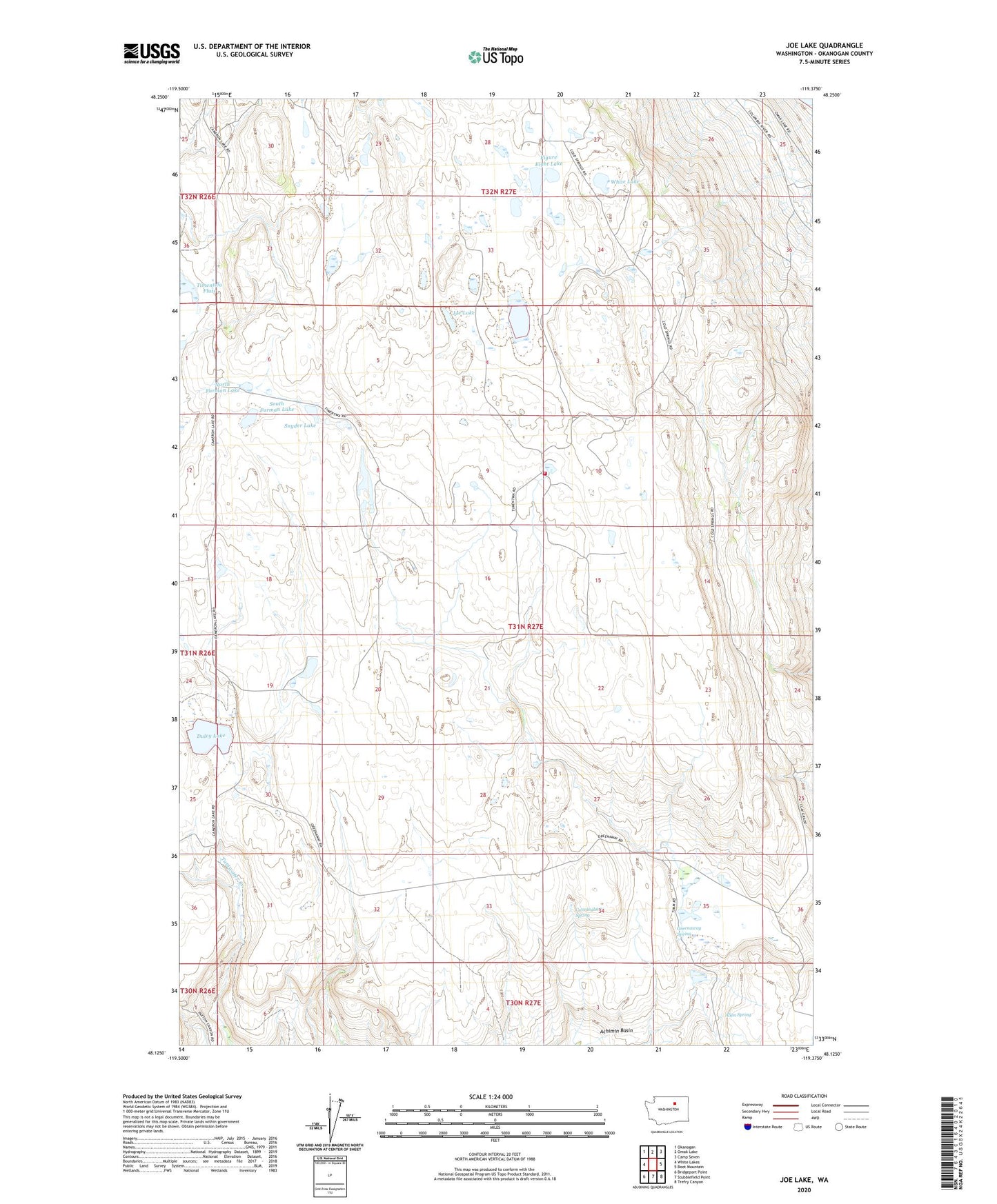 Joe Lake Washington US Topo Map Image