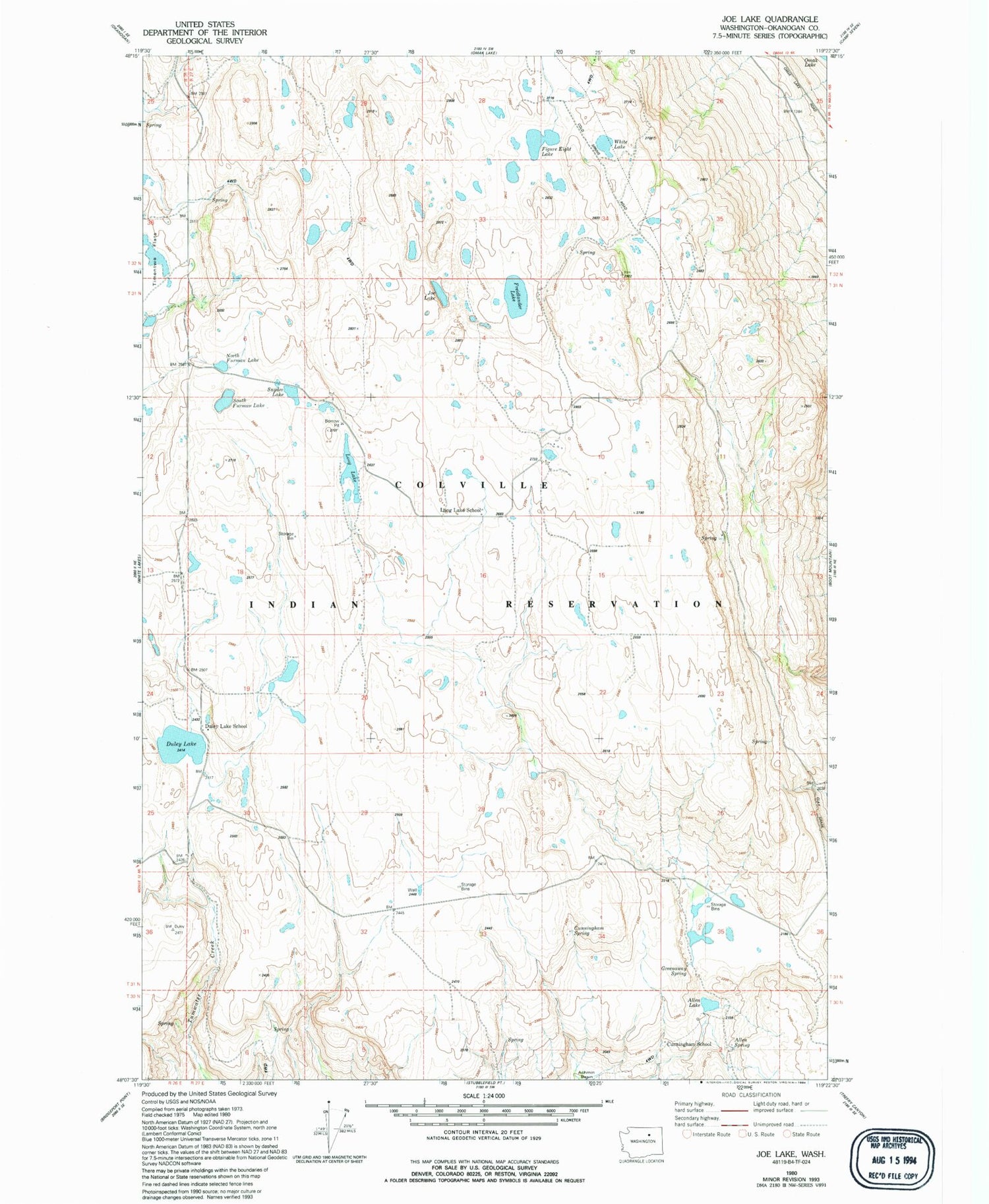 Classic USGS Joe Lake Washington 7.5'x7.5' Topo Map Image