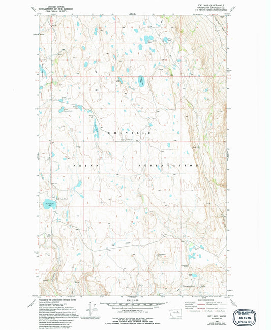 Classic USGS Joe Lake Washington 7.5'x7.5' Topo Map Image