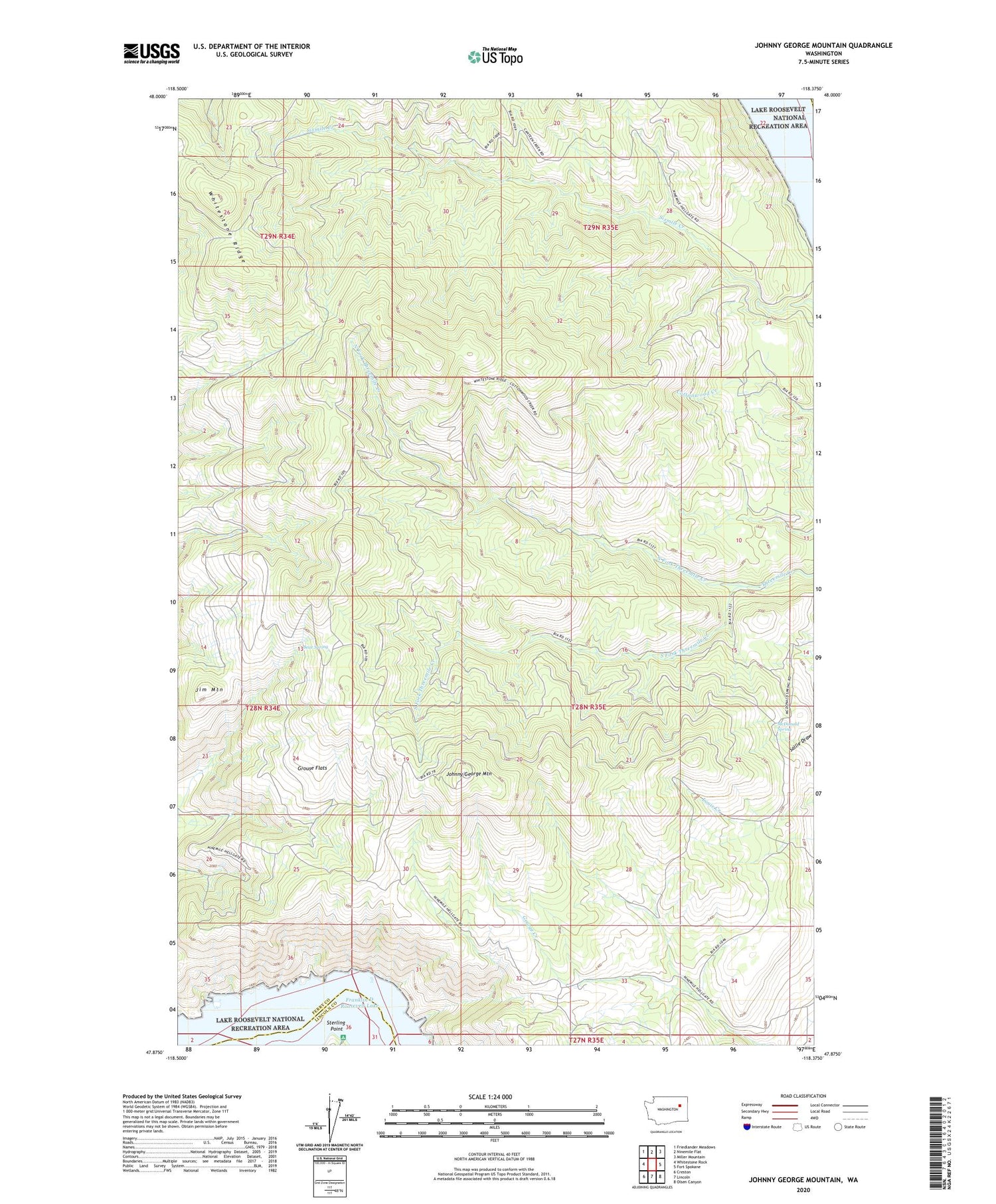 Johnny George Mountain Washington US Topo Map Image