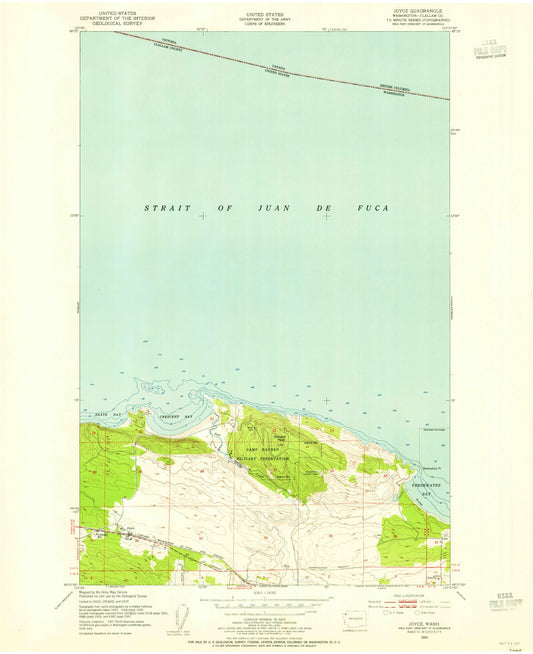Classic USGS Joyce Washington 7.5'x7.5' Topo Map Image