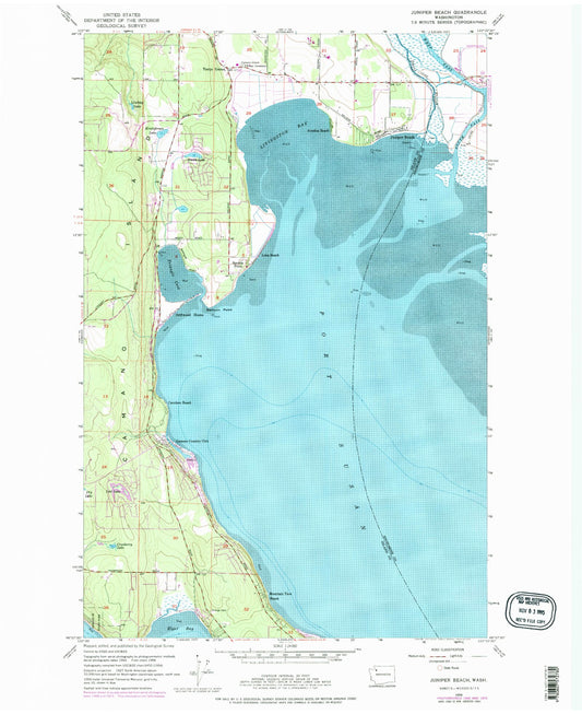 Classic USGS Juniper Beach Washington 7.5'x7.5' Topo Map Image