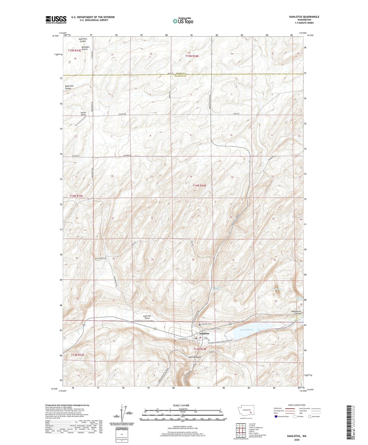 Kahlotus Washington US Topo Map Image