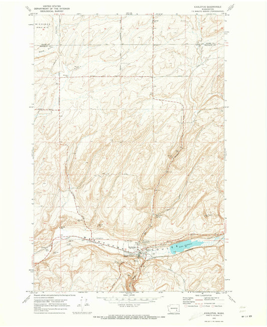 Classic USGS Kahlotus Washington 7.5'x7.5' Topo Map Image