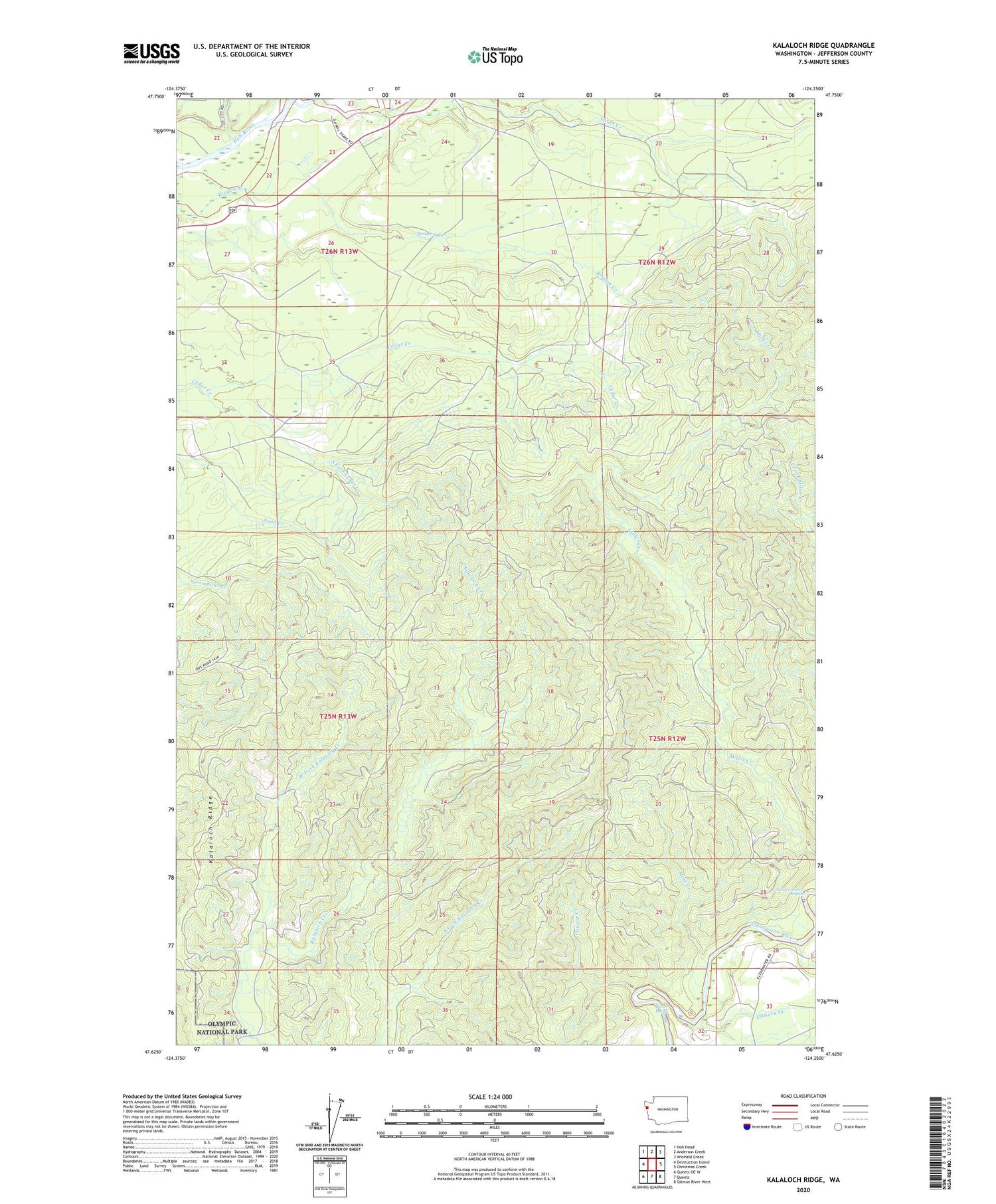 Kalaloch Ridge Washington US Topo Map Image