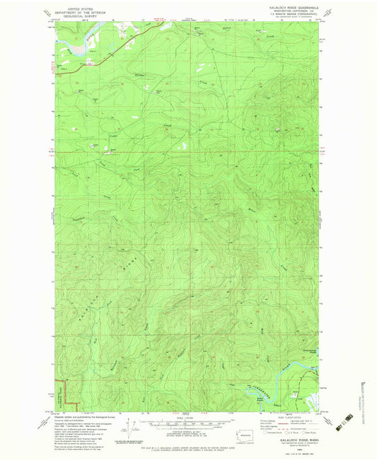 Classic USGS Kalaloch Ridge Washington 7.5'x7.5' Topo Map Image