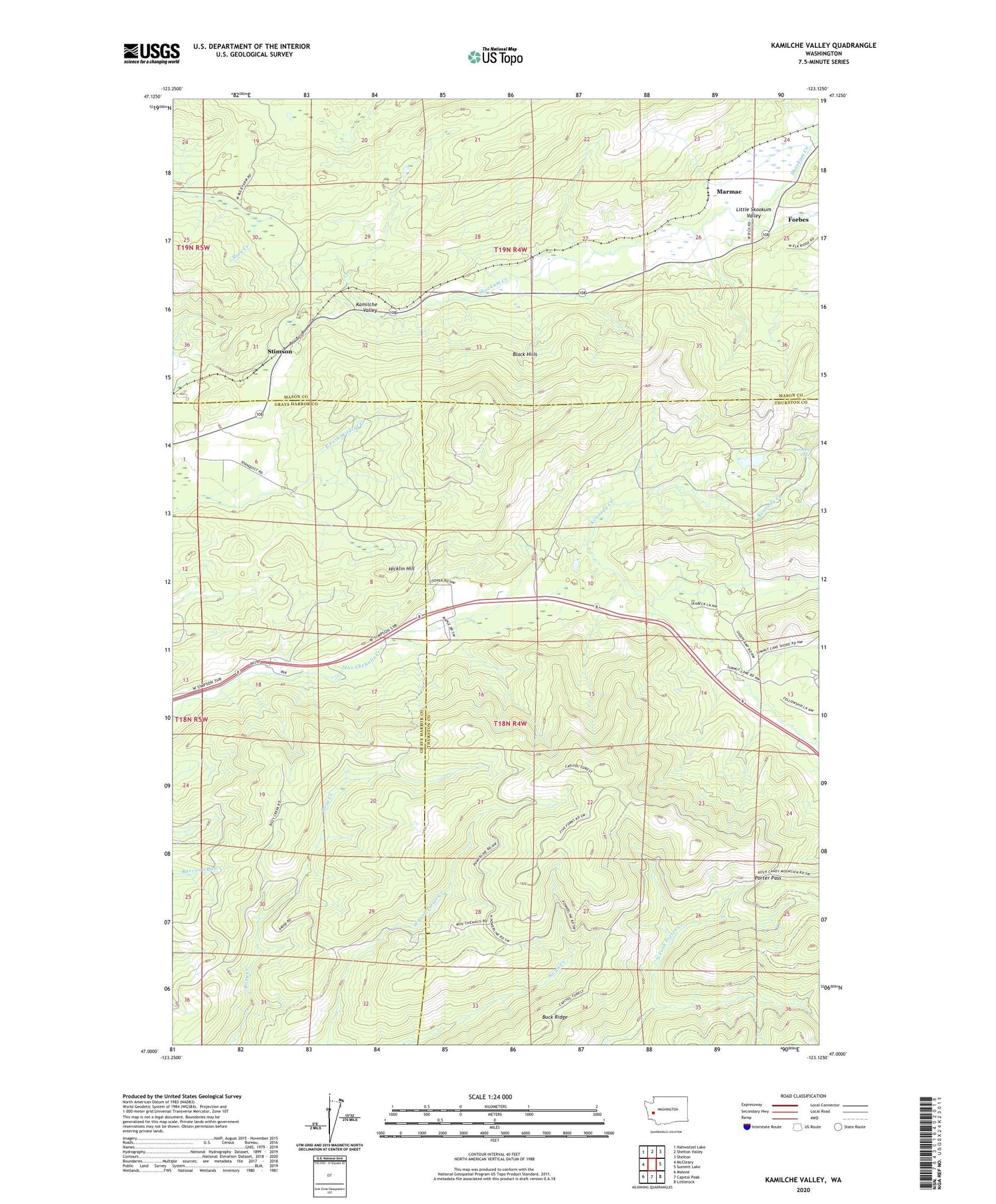 Kamilche Valley Washington US Topo Map Image