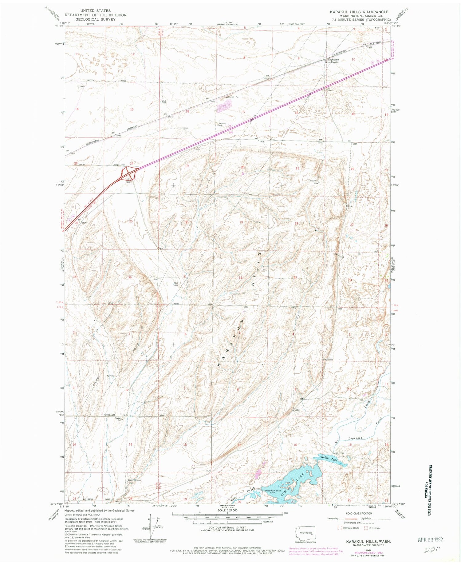 Classic USGS Karakul Hills Washington 7.5'x7.5' Topo Map Image