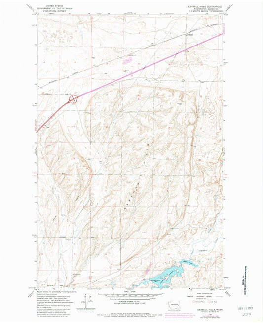 Classic USGS Karakul Hills Washington 7.5'x7.5' Topo Map Image