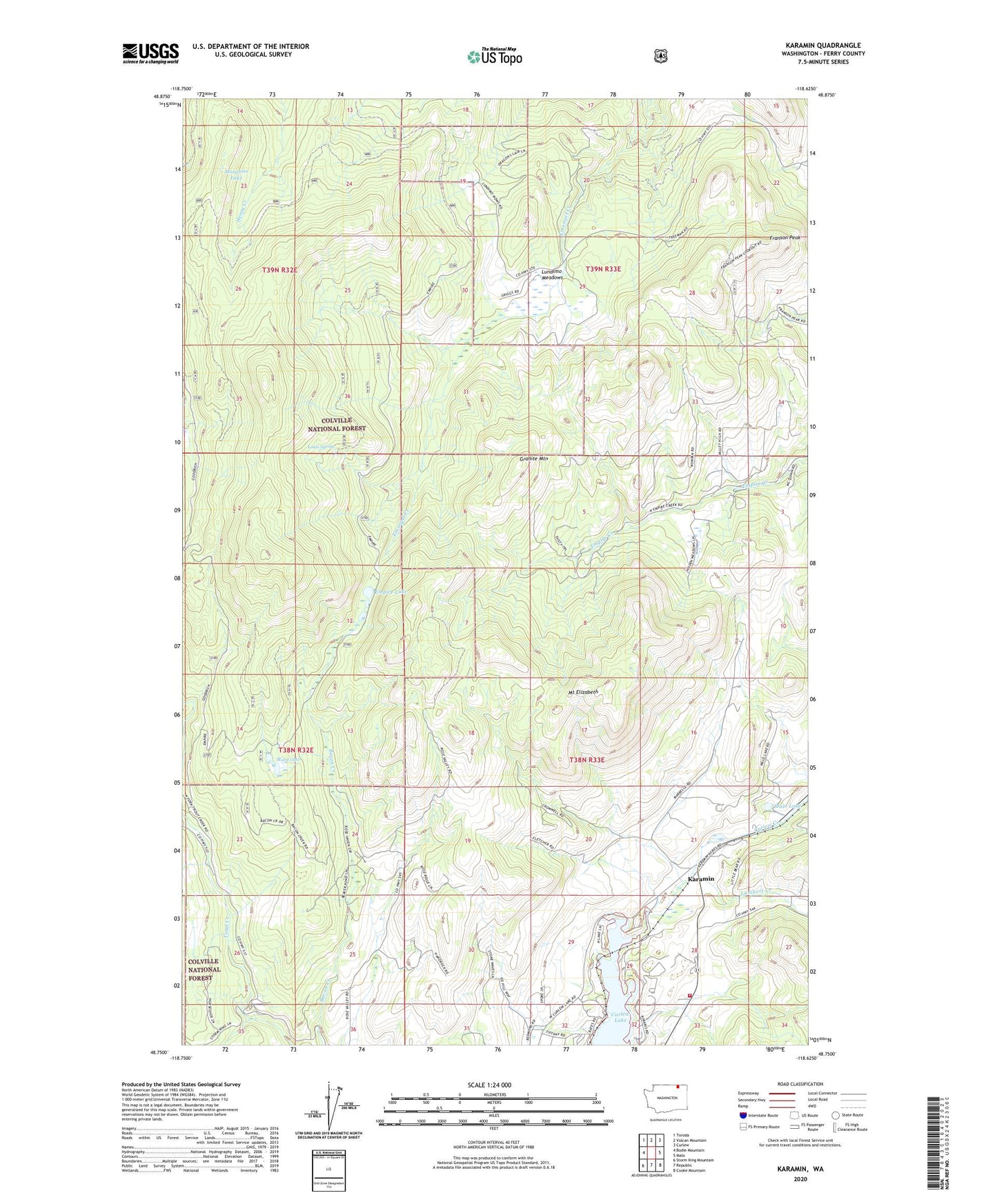 Karamin Washington US Topo Map Image