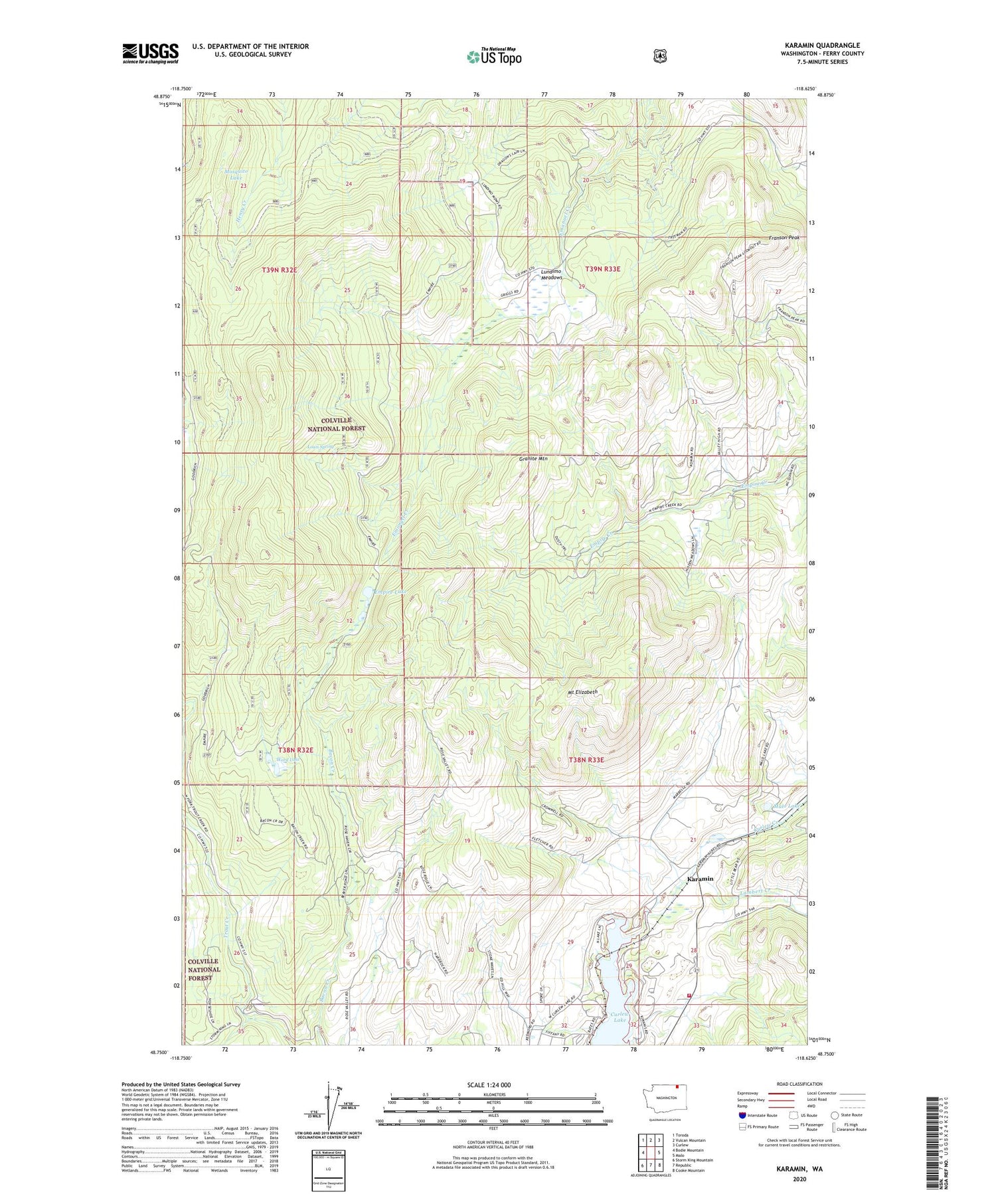 Karamin Washington US Topo Map Image