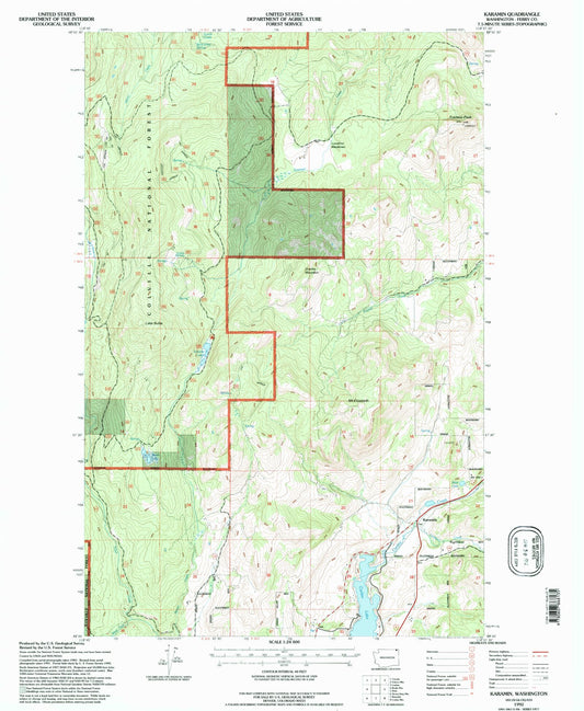 Classic USGS Karamin Washington 7.5'x7.5' Topo Map Image