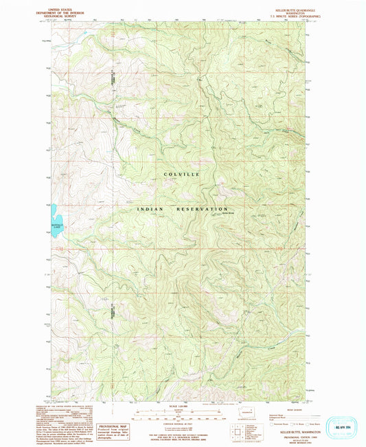 Classic USGS Keller Butte Washington 7.5'x7.5' Topo Map Image