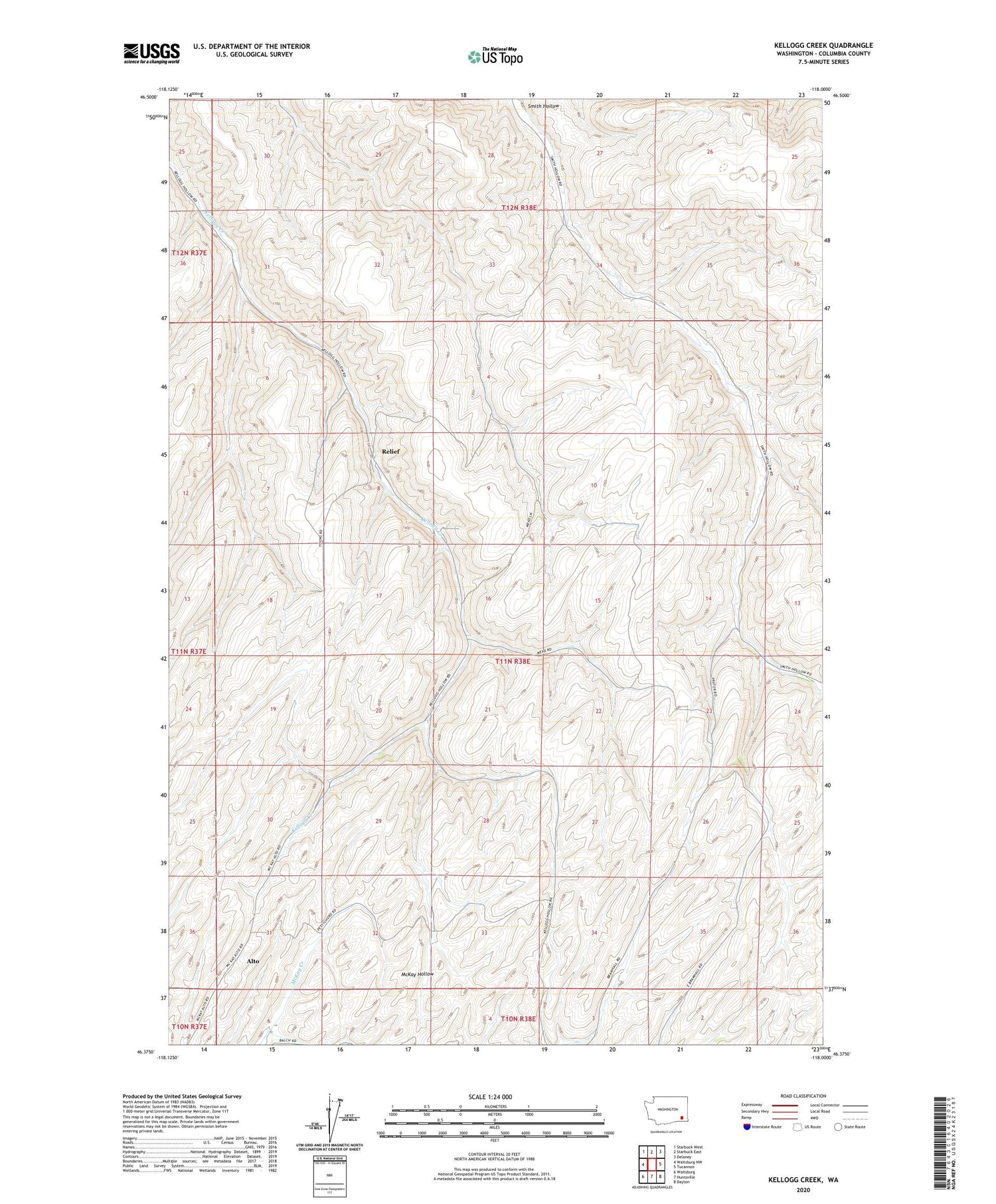 Kellogg Creek Washington US Topo Map Image