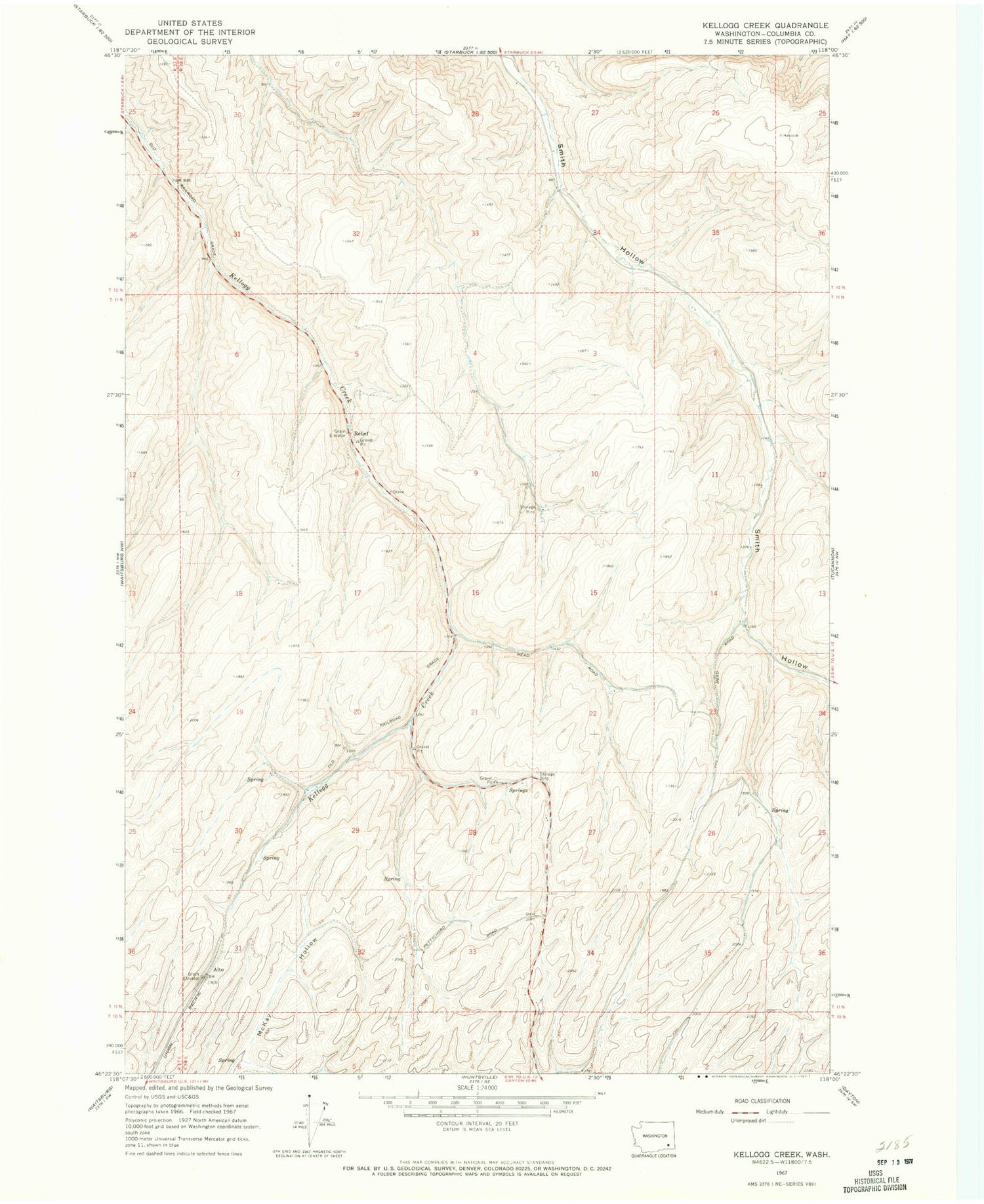 Classic USGS Kellogg Creek Washington 7.5'x7.5' Topo Map Image