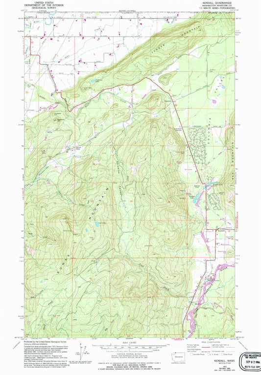 Classic USGS Kendall Washington 7.5'x7.5' Topo Map Image