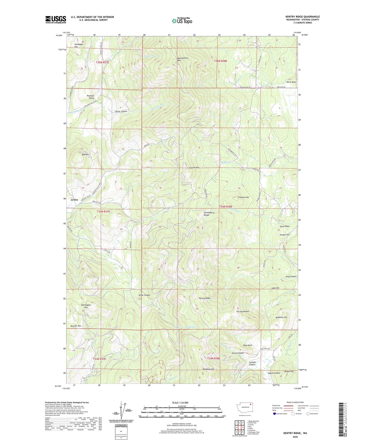 Kentry Ridge Washington US Topo Map Image