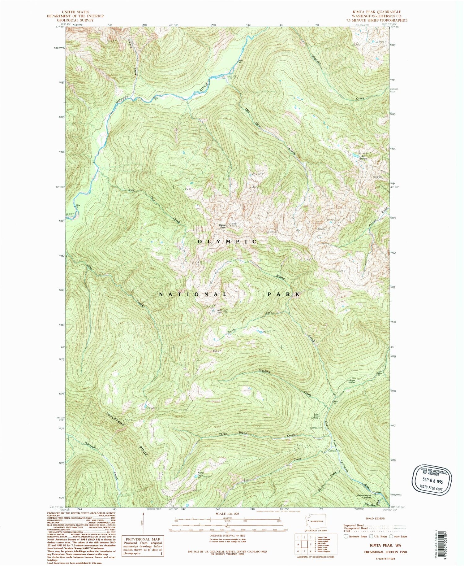 Classic USGS Kimta Peak Washington 7.5'x7.5' Topo Map Image