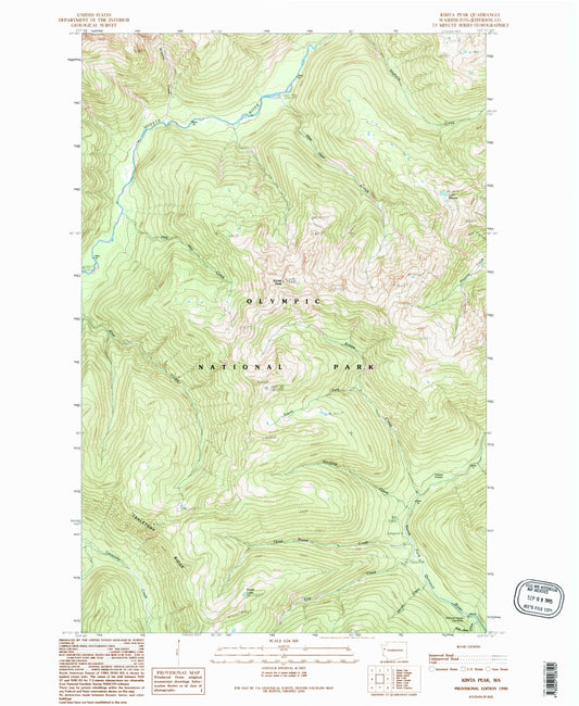 Classic USGS Kimta Peak Washington 7.5'x7.5' Topo Map Image
