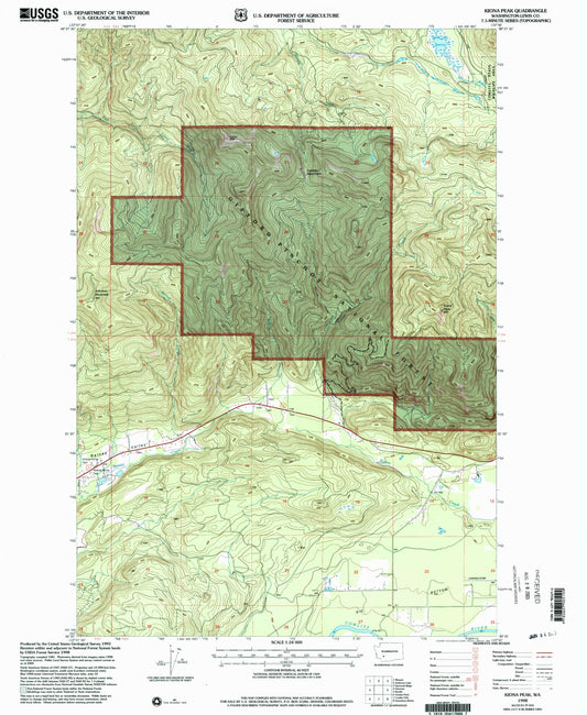 Classic USGS Kiona Peak Washington 7.5'x7.5' Topo Map Image