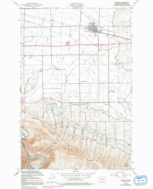 Classic USGS Kittitas Washington 7.5'x7.5' Topo Map Image