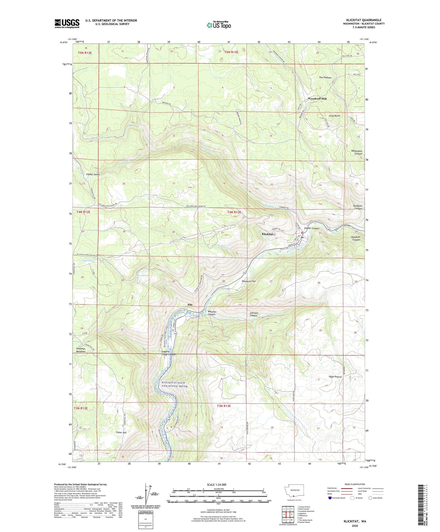 Klickitat Washington US Topo Map Image
