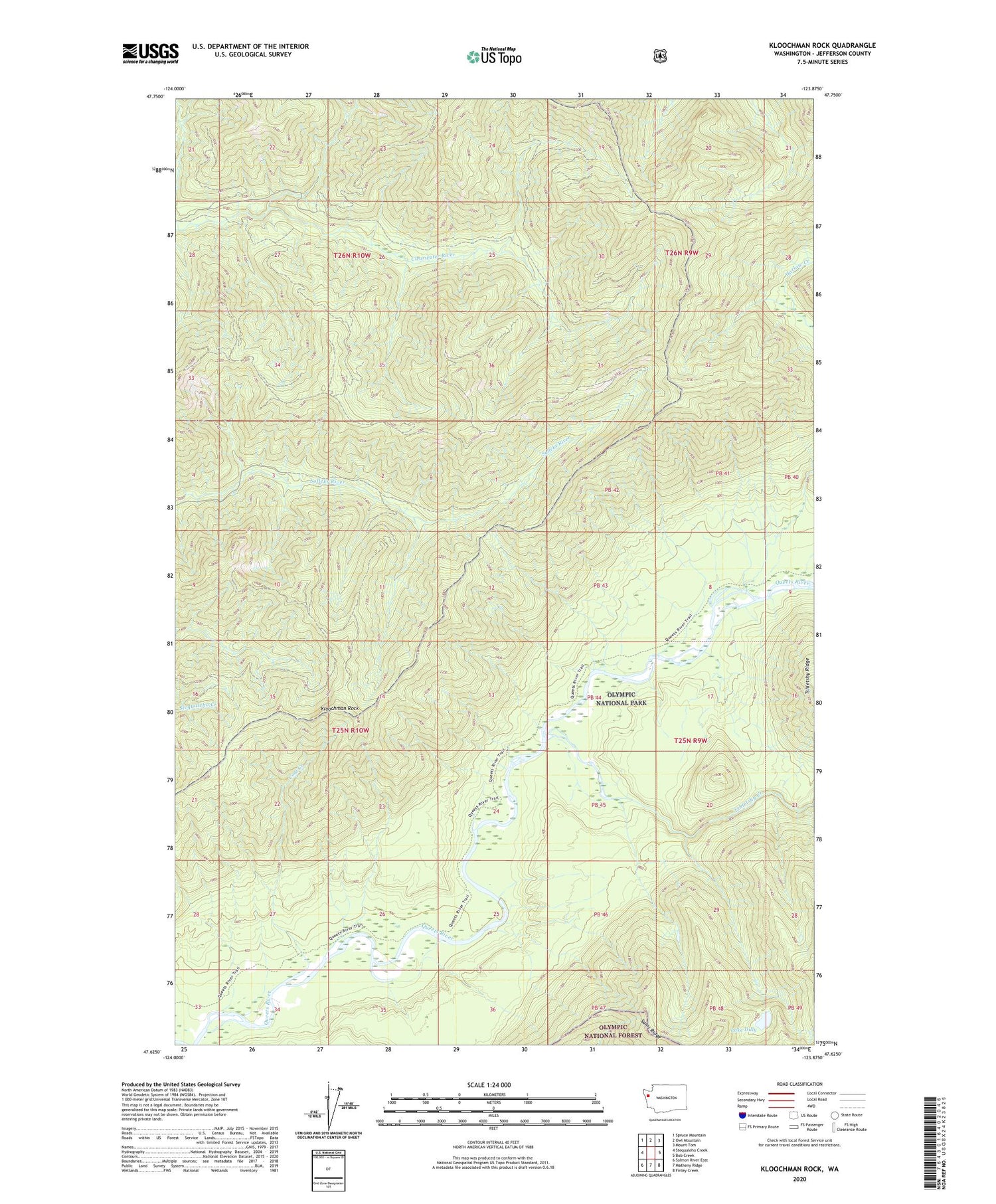 Kloochman Rock Washington US Topo Map Image