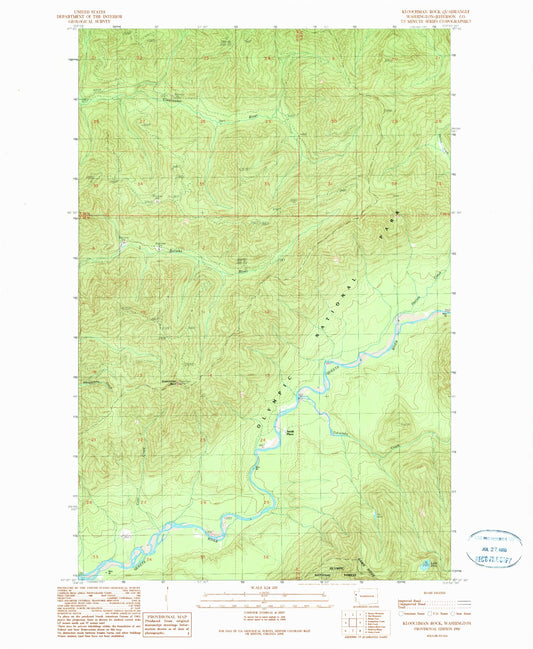 Classic USGS Kloochman Rock Washington 7.5'x7.5' Topo Map Image