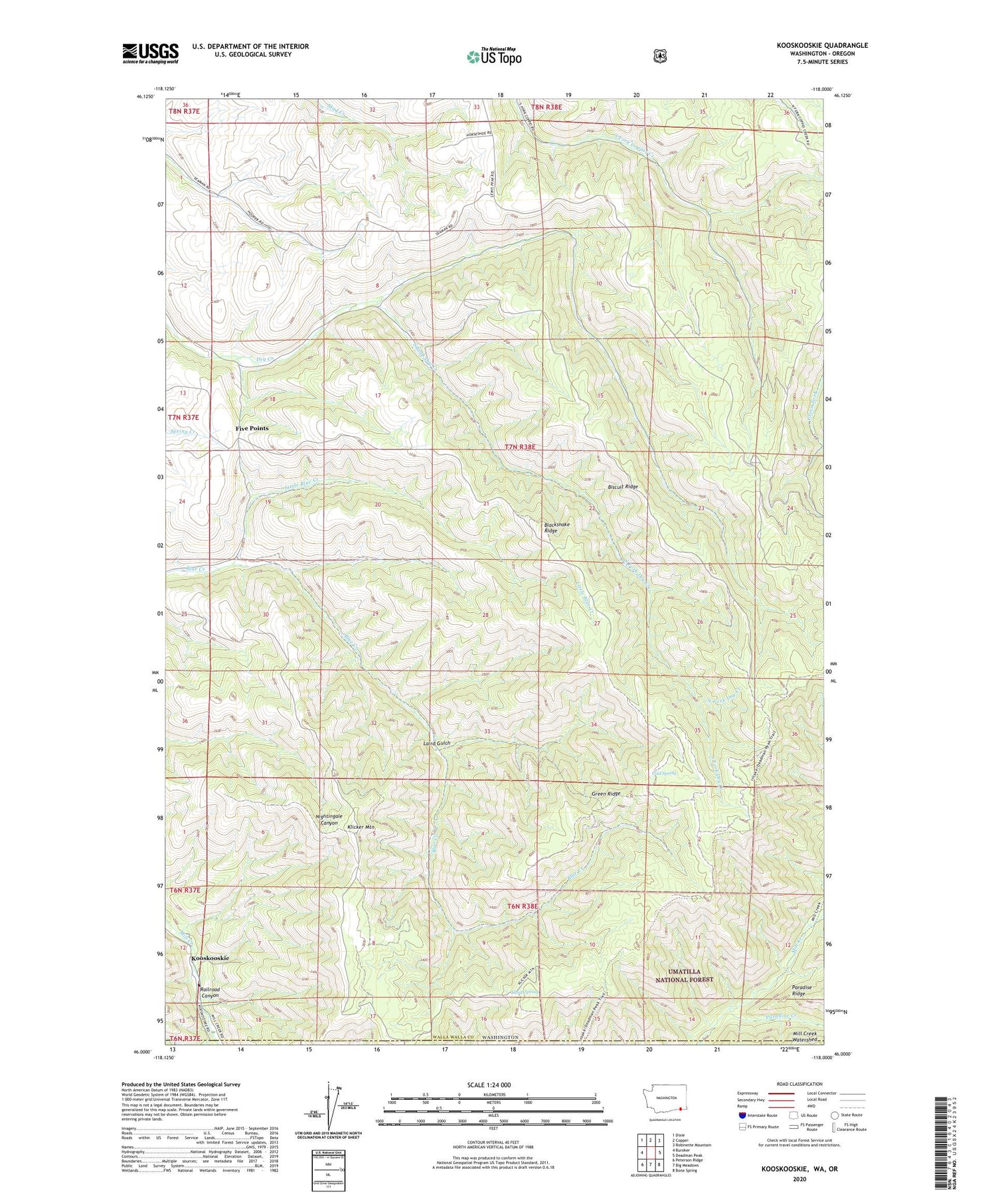 Kooskooskie Washington US Topo Map Image