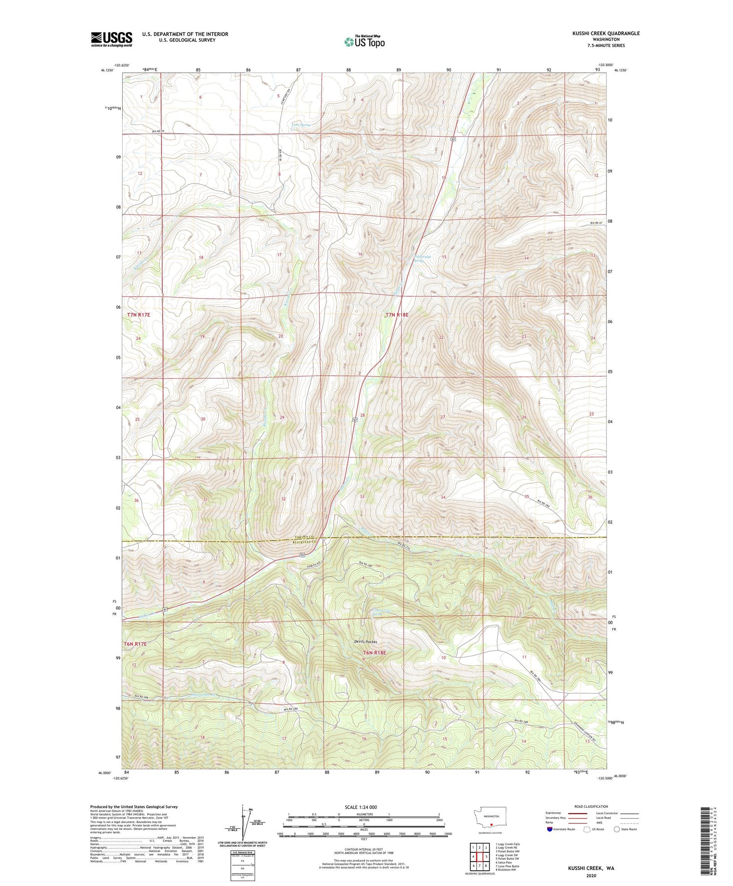 Kusshi Creek Washington US Topo Map Image