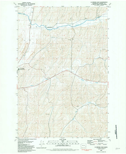 Classic USGS La Crosse East Washington 7.5'x7.5' Topo Map Image