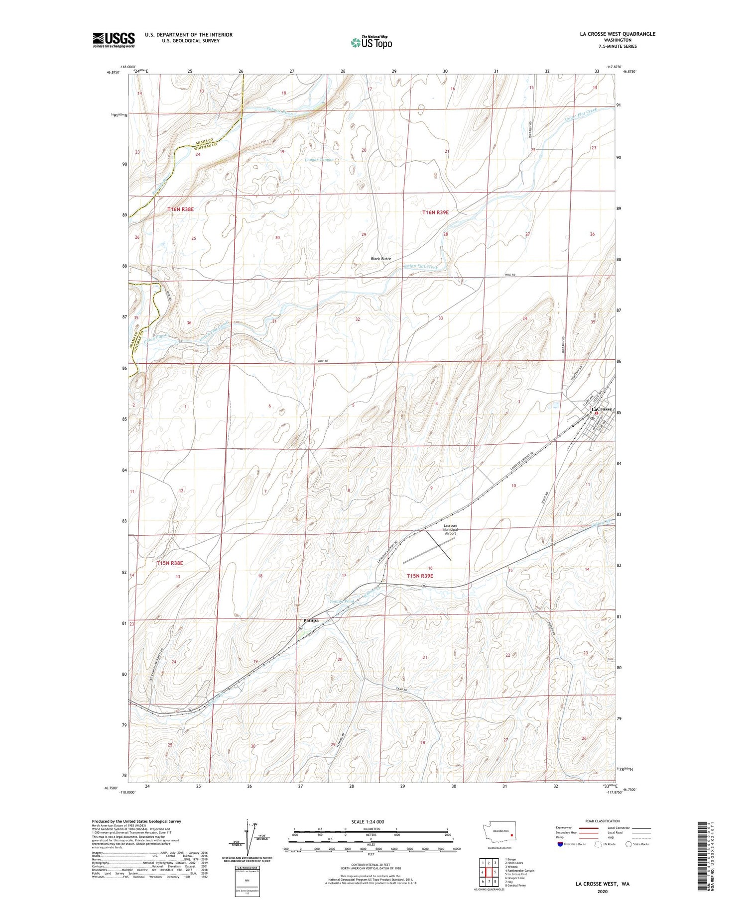 La Crosse West Washington US Topo Map Image
