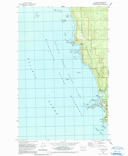 Classic USGS La Push Washington 7.5'x7.5' Topo Map Image