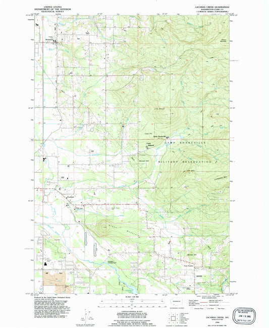 Classic USGS Lacamas Creek Washington 7.5'x7.5' Topo Map Image