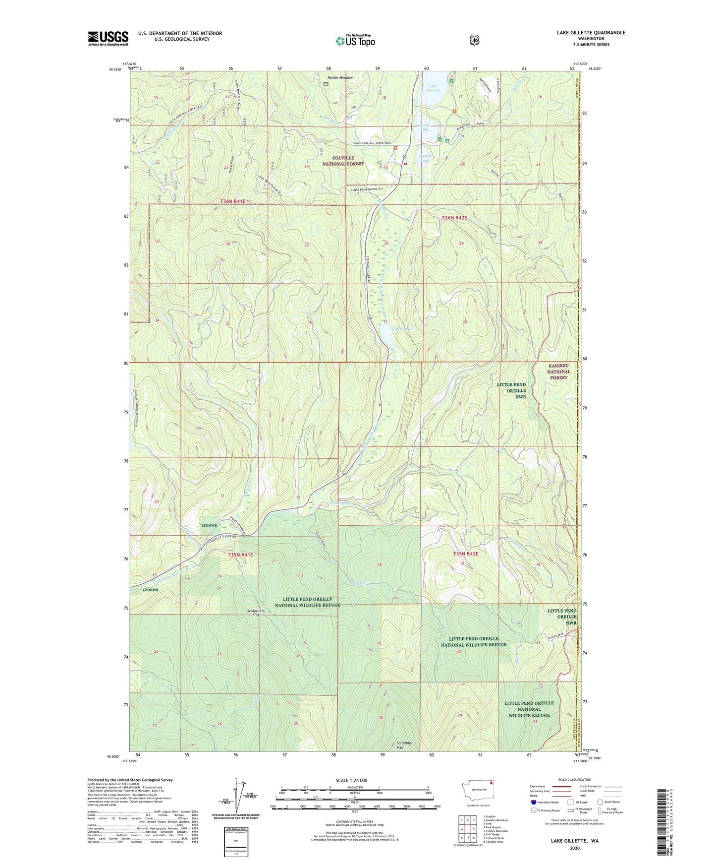Lake Gillette Washington US Topo Map Image