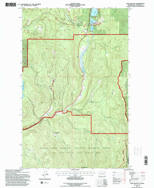 Classic USGS Lake Gillette Washington 7.5'x7.5' Topo Map Image