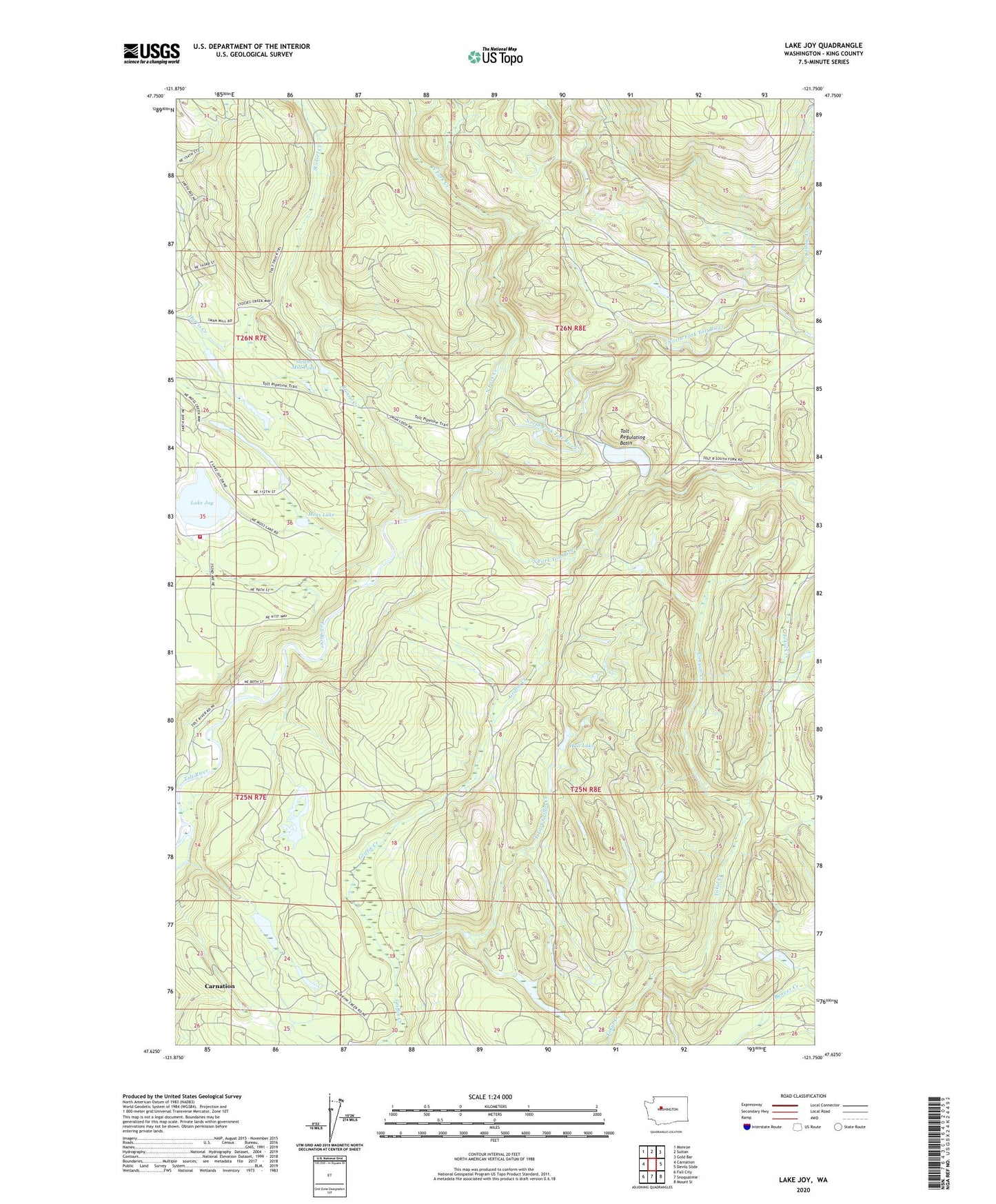 Lake Joy Washington US Topo Map Image