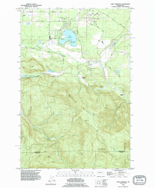 Classic USGS Lake Lawrence Washington 7.5'x7.5' Topo Map Image