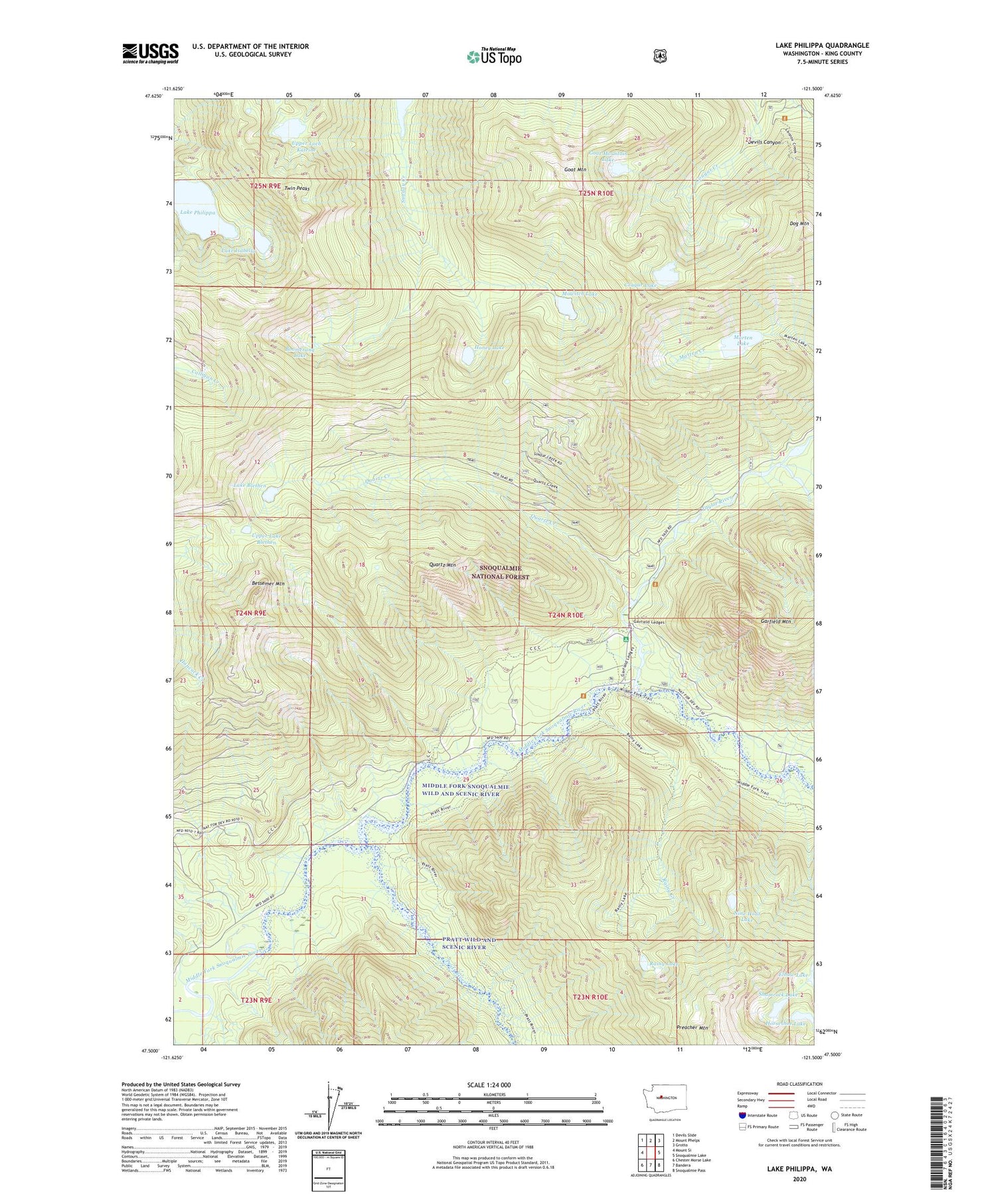 Lake Philippa Washington US Topo Map Image