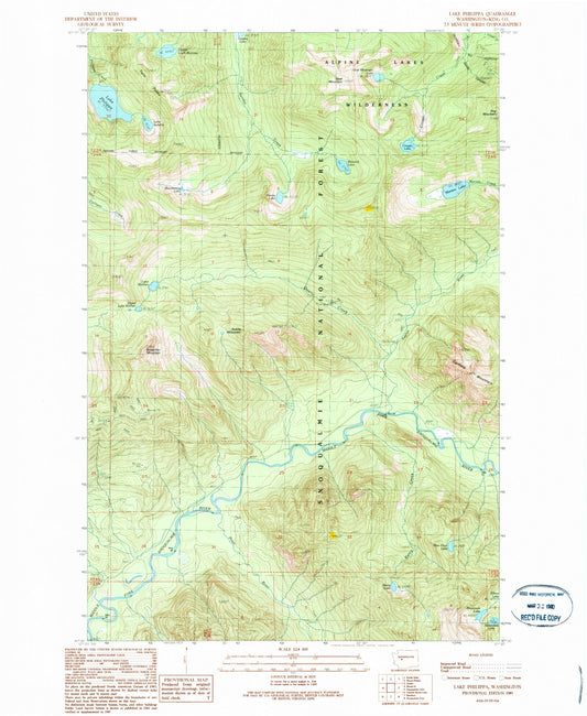 Classic USGS Lake Philippa Washington 7.5'x7.5' Topo Map Image