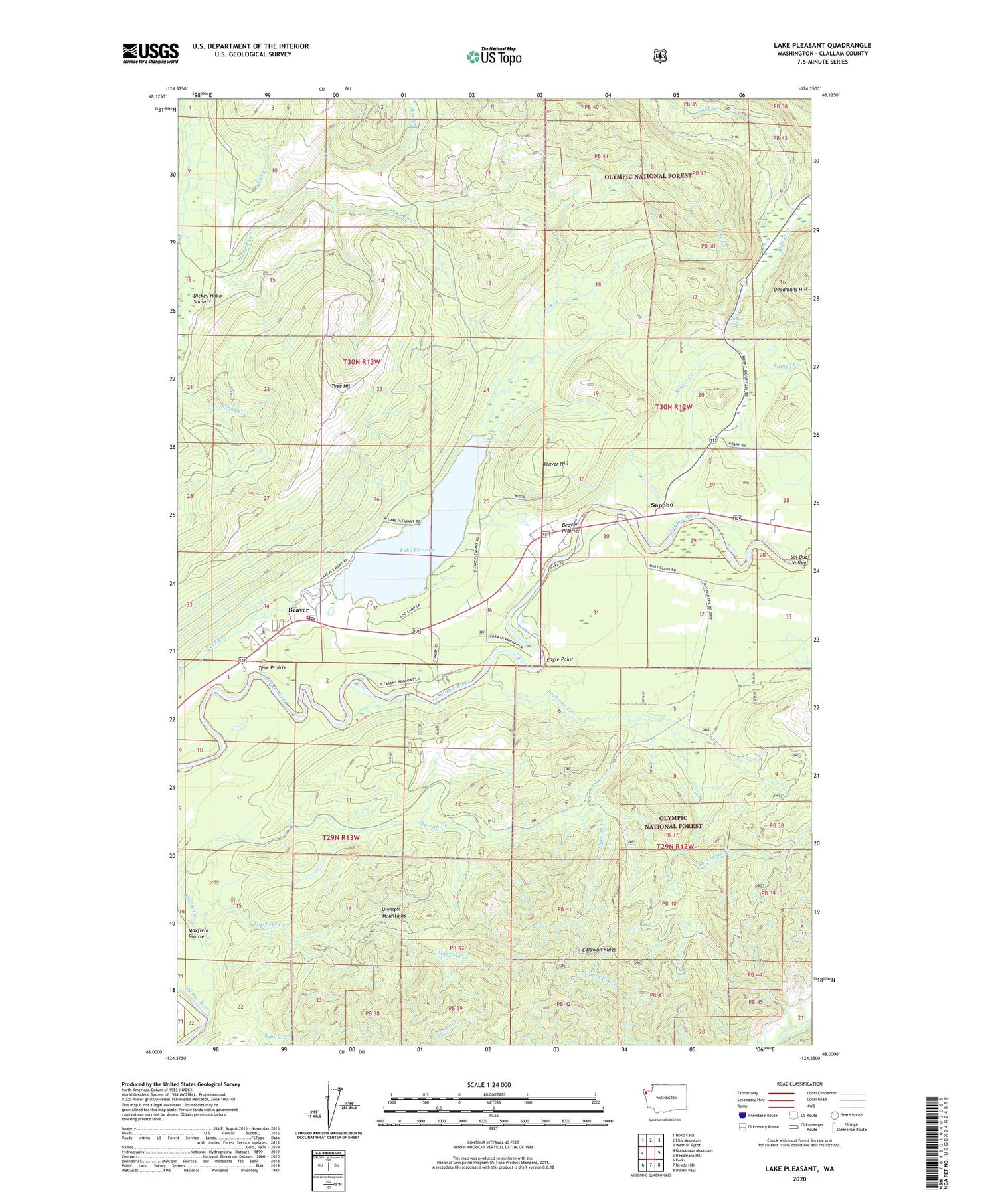 Lake Pleasant Washington US Topo Map Image