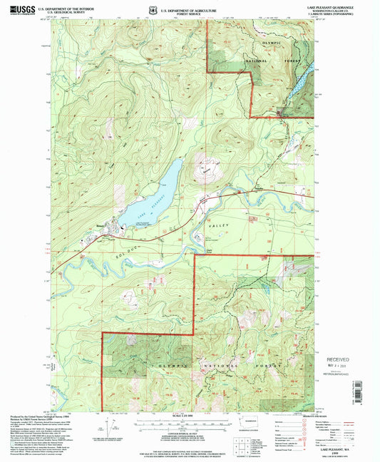 Classic USGS Lake Pleasant Washington 7.5'x7.5' Topo Map Image